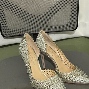 Jessica Simpson Silver Studded Heels